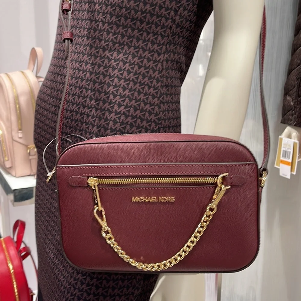 Michael Kors Jet Set Item Large East West Zip Chain Crossbody Bordeaux